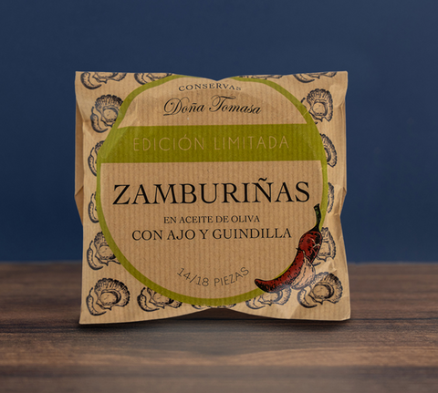 Zamburiñas en Aceite de Oliva con Ajo y Guindilla 111g