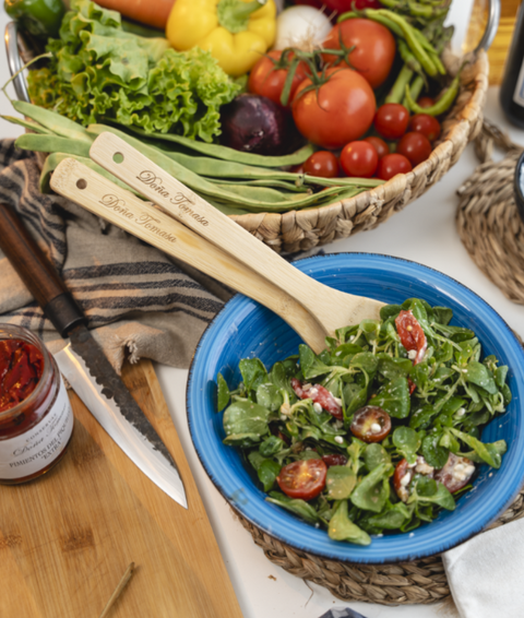 Cubiertos madera ensalada