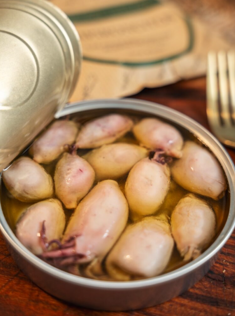 Chipirones rellenos en aceite de oliva (6/8 uds)