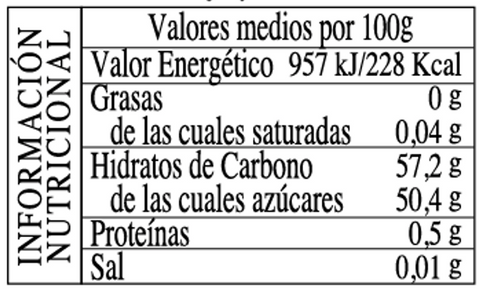 Info nutricional mermelada fresa aroma naranja