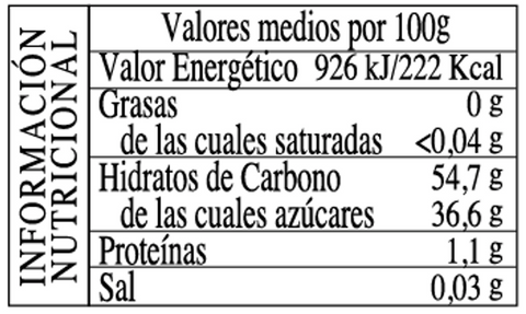 Info nutricional mermelada naranja al orujo