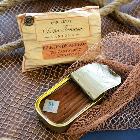 Lata abierta de anchoas de costera Cuarto Club Doña Tomasa, 14 filetes