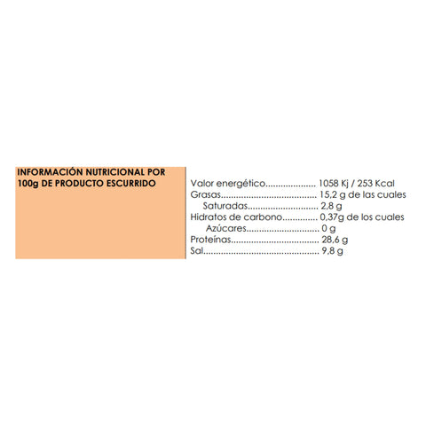 Información nutricional de las anchoas Selección 00 de 275 g