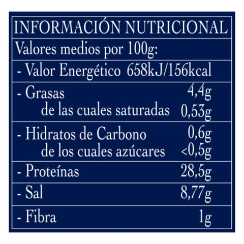 Información nutricional de las anchoas de costera Octavillo