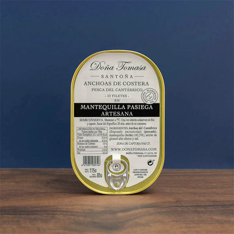 Lata cerrada de anchoas de costera con mantequilla Doña Tomasa